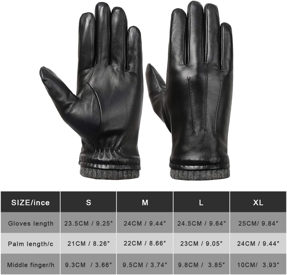isilila Italian Sheepskin Leather Gloves for Men, Winter Warm Fleece Lined Touch Screen Driving Gloves - Image 6